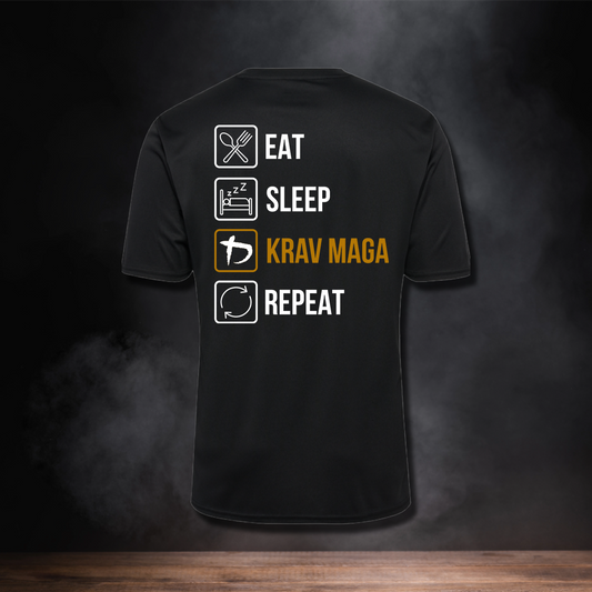 Aktywna koszulka "EAT SLEEP KRAV MAGA REPEAT" klubu sportowego ORKAN.